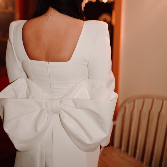White Bow Back Bridal Dress